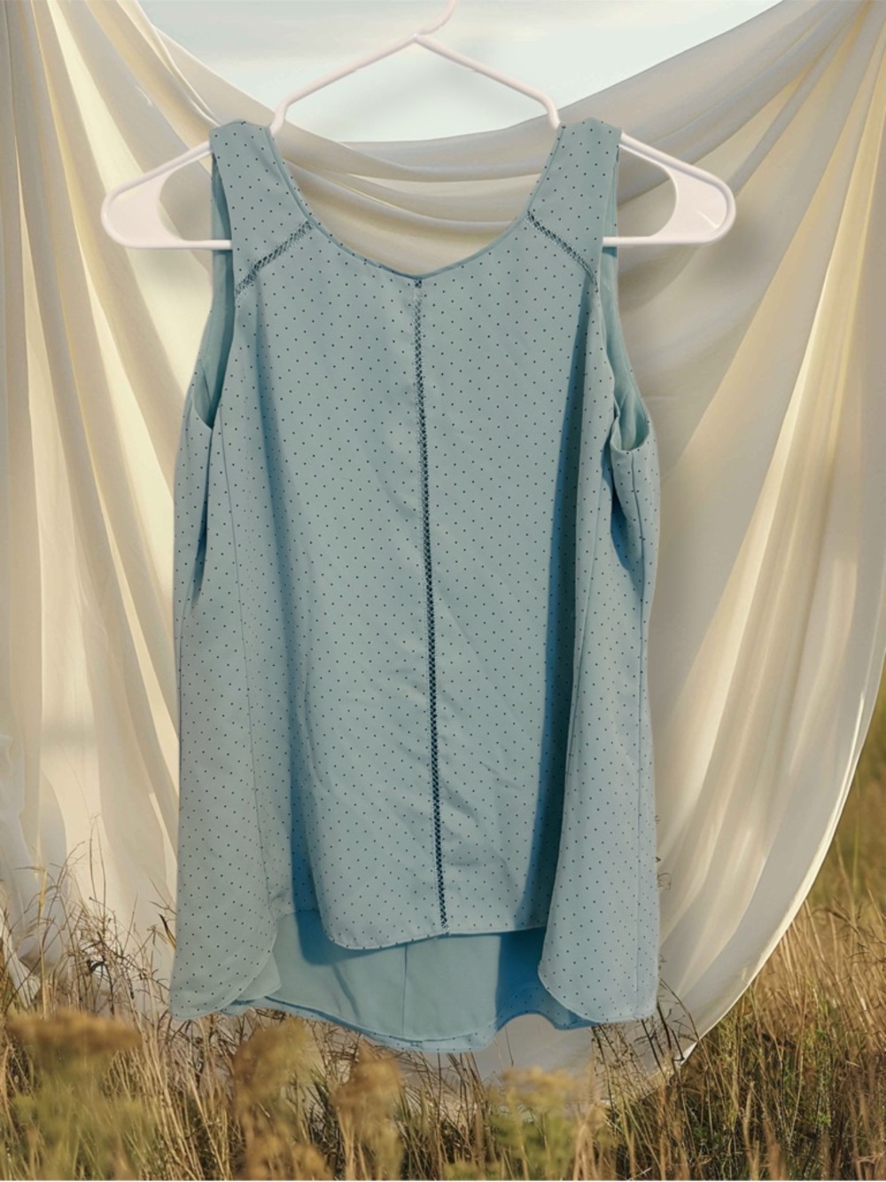 White House Black Market Pale Blue Sleeveless Blouse – Elegant Work Tank